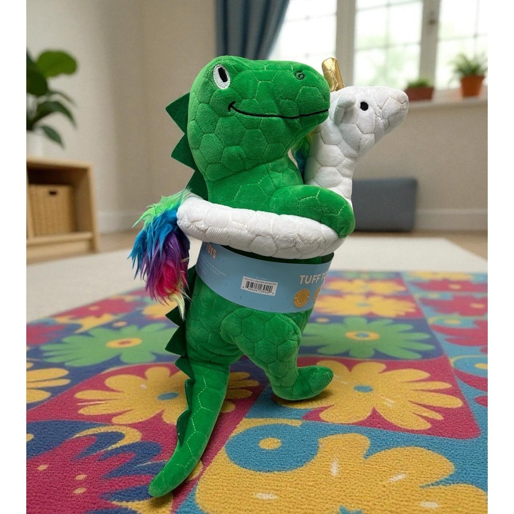 NWT Fringe Plush Dog Toy Unicorn Dinosaur Dream Rex squeaker crinkle paper